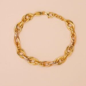 TRI COLOR 18 KARATS GOLD BRACELET , DUBAI GOLD