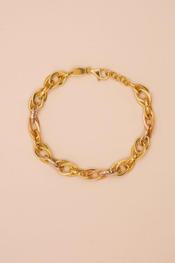 TRI COLOR 18 KARATS GOLD BRACELET , DUBAI GOLD