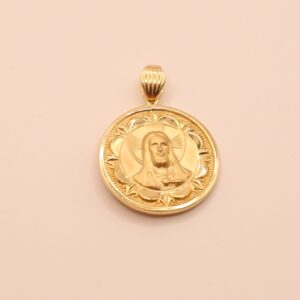 18 Karats Gold Jesus and Mary Pendant - Jesus Side