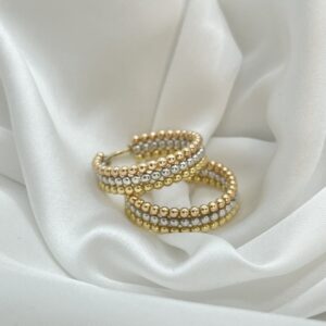 18 Karats Earrings Tri-Color Hoop Earrings