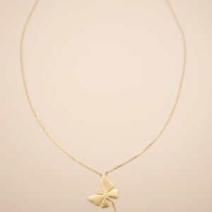 18 Karats gold necklace with butterfly pendant