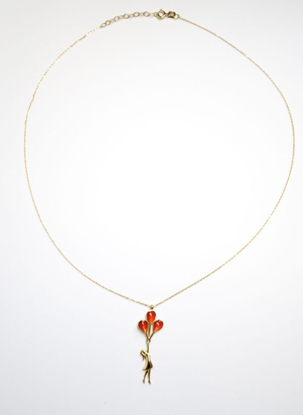 18 Karats gold necklace with girl holding balloons pendant